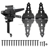 Heavy Duty Black Wooden Fence Gate Latch Door Handle Hardware Kit
