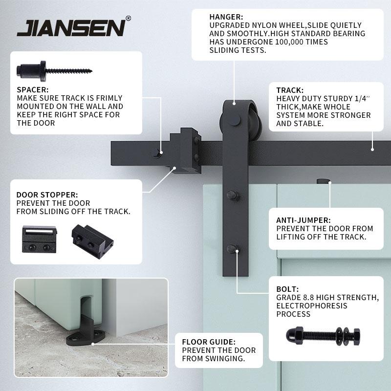 J Shape Heavy Duty Sliding Barn Door Hardware Kit