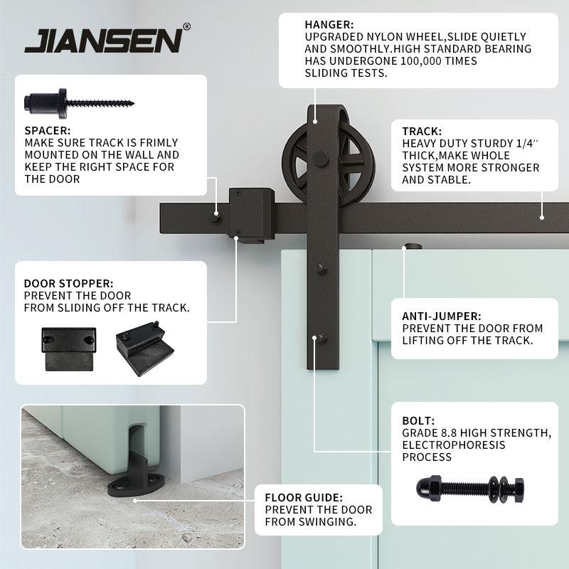 Big Wheel Shape Heavy Duty Sliding Barn Door Hardware Kit