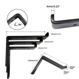 4 PC 1/4" (6mm) Heavy Duty Black Metal L Shelf Bracket