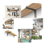4 PC 1/4" (6mm) Heavy Duty Black Metal L Shelf Bracket